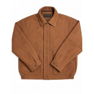 Timberland Men's Brown Faux Leather Jacket XL Full Zip Utility Coat Casual
